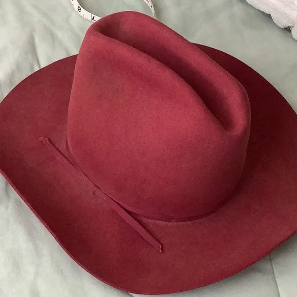 Vintage American Hat Co. Merlot Long Oval Western Hat Maxi Felt Pure Wool Size 7 Laredo Wool Felt Hat Open Tall Crown Charcoal – Los Vaqueros  main image 3